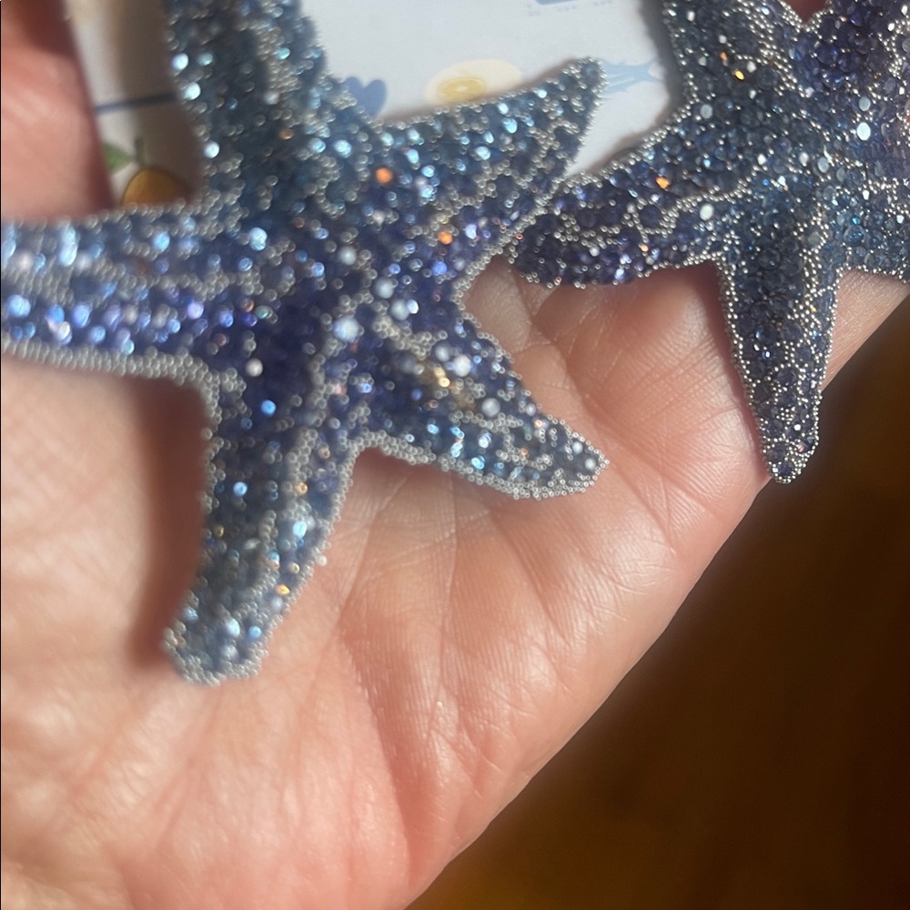 Glittering Navy Starfish Earrings - Picture 6 of 6